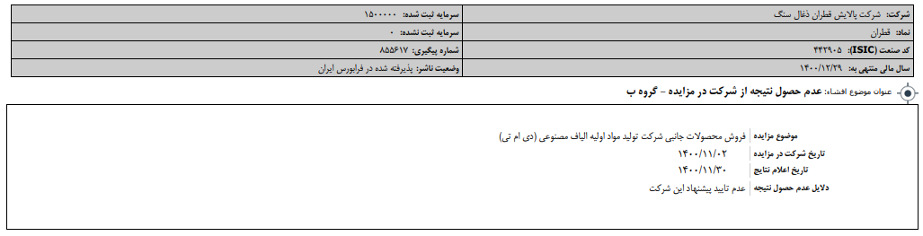&laquo;قطران&raquo; بی نتیجه ماند