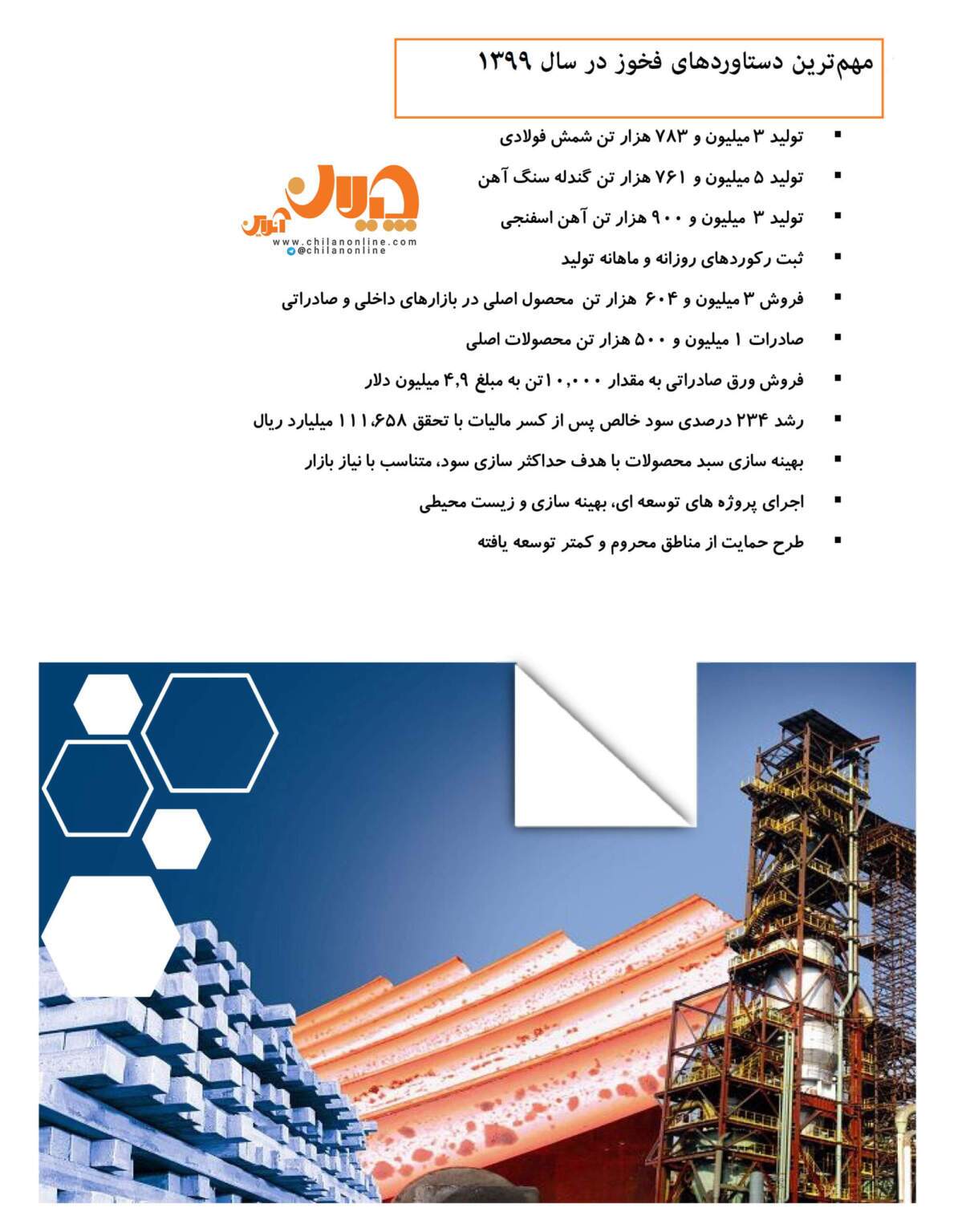 مهم&zwnj;ترین دستاورد&zwnj;های فولاد خوزستان در سال ۱۳۹۹​/ مجمع فخوز ۹ تیرماه برگزار می&zwnj;شود