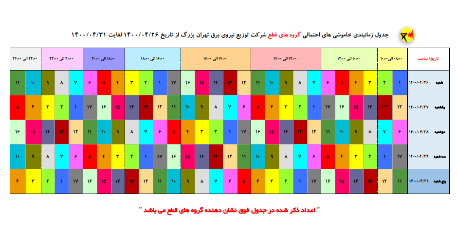جدول جدید خاموشی&zwnj;های احتمالی تهران منتشر شد