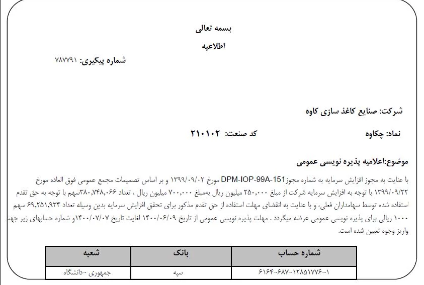 سهامداران چکاوه بخوانند