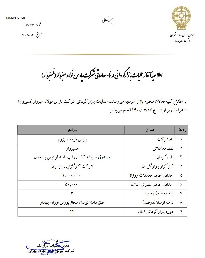 آغاز عملیات بازارگردانی 