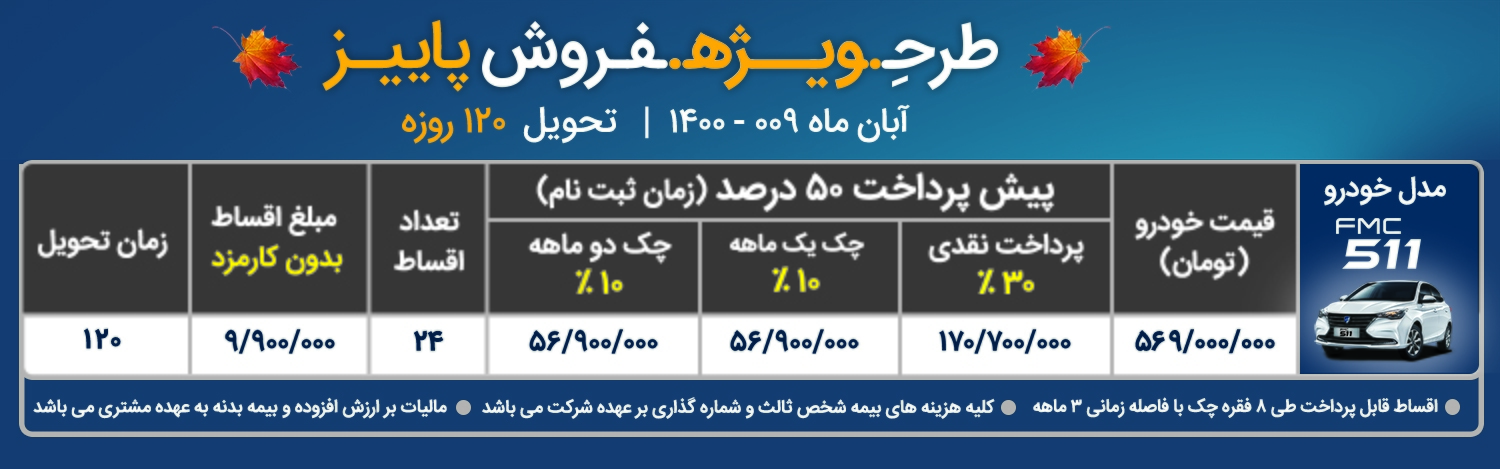 فردا موتورز فروش اقساطی محصول جدیدش را آغاز کرد + مشخصات و تصاویر خودروی فردا ۵۱۱ و جدول شرایط فردا موتورز فروش اقساطی محصول جدیدش را آغاز کرد + مشخصات و تصاویر خودروی فردا ۵۱۱ و جدول شرایط