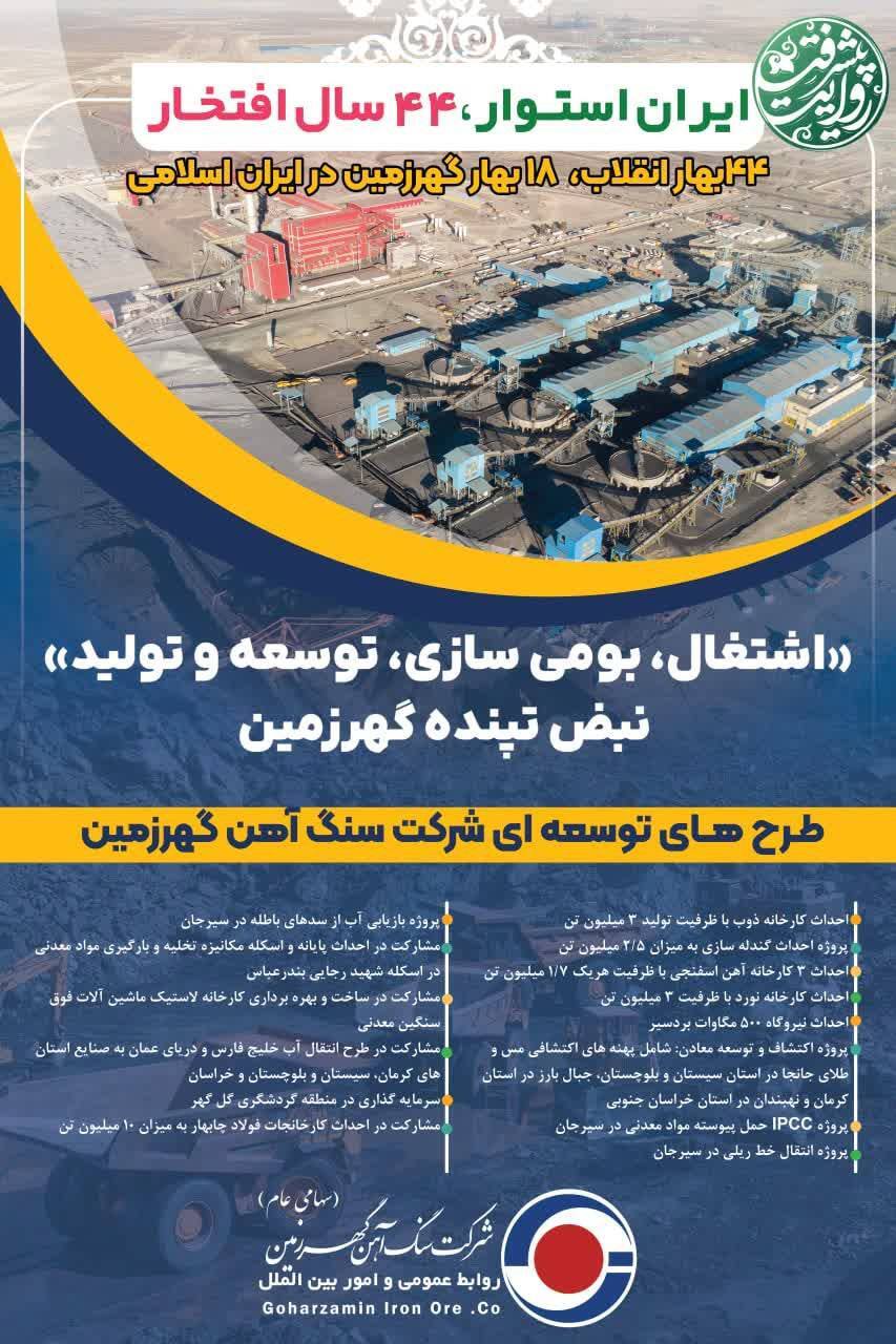 پیام تبریک مدیرعامل شرکت سنگ آهن گهرزمین به مناسبت فرارسیدن ۲۲ بهمن پیام تبریک مدیرعامل شرکت سنگ آهن گهرزمین به مناسبت فرارسیدن ۲۲ بهمن