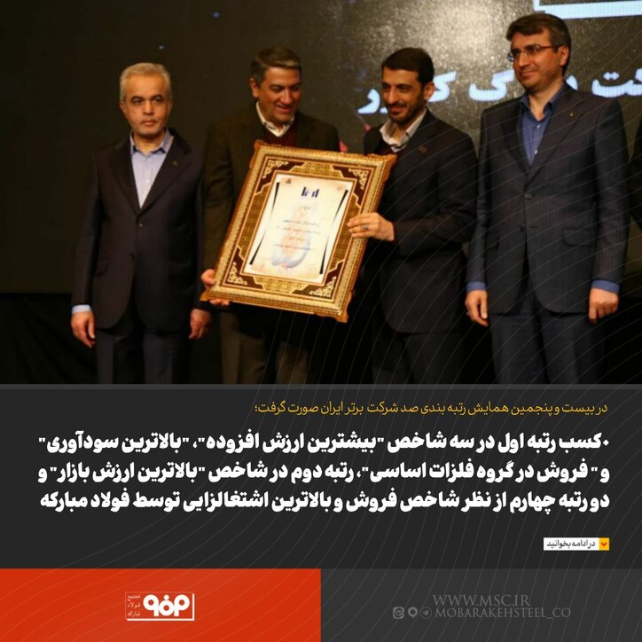 کسب رتبه اول در سه شاخص 