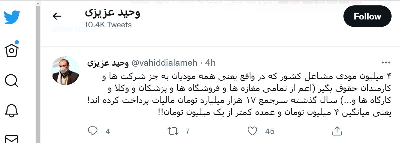 صاحبان مشاغل پارسال میانگین ۴ میلیون تومان مالیات دادند صاحبان مشاغل پارسال میانگین ۴ میلیون تومان مالیات دادند
