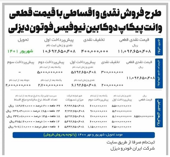 طرح فروش پیکاپ فوتون دیزل با تخفیف مرداد ۱۴۰۱+جدول و شرایط طرح فروش پیکاپ فوتون دیزل با تخفیف مرداد ۱۴۰۱+جدول و شرایط