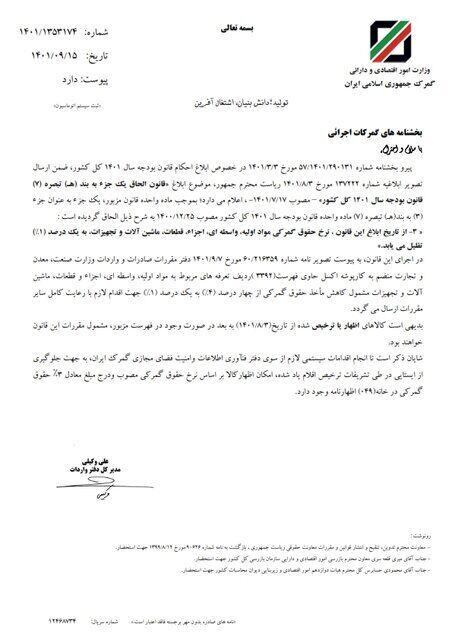 قانون کاهش حقوق گمرکی مواد اولیه ابلاغ شد قانون کاهش حقوق گمرکی مواد اولیه ابلاغ شد