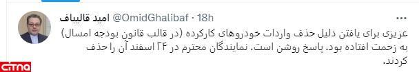 سخنگوی وزارت صمت: نمایندگان مجلس واردات خودروهای کارکرده را از قانون بودجه حذف کردند سخنگوی وزارت صمت: نمایندگان مجلس واردات خودروهای کارکرده را از قانون بودجه حذف کردند