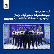 کسب مقام سوم تیم شنای شرکت مجتمع فولاد خراسان در سومین دوره مسابقات شنا ایمیدرو