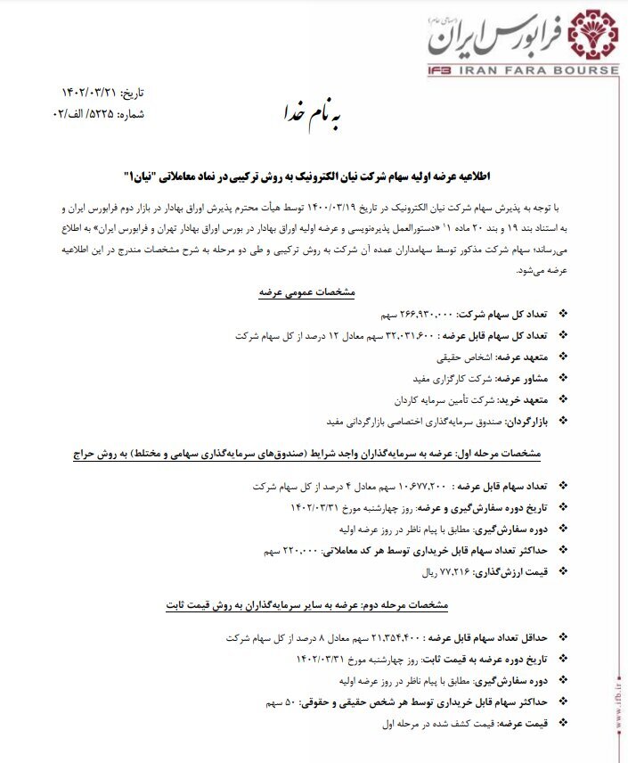 میزبانی فرابورس از عرضه اولیه میزبانی فرابورس از عرضه اولیه