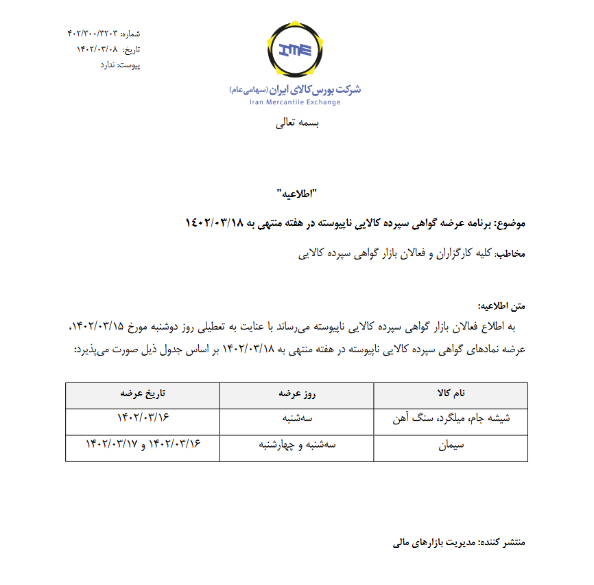برنامه عرضه گواهی سپرده ناپیوسته تغییر کرد برنامه عرضه گواهی سپرده ناپیوسته تغییر کرد
