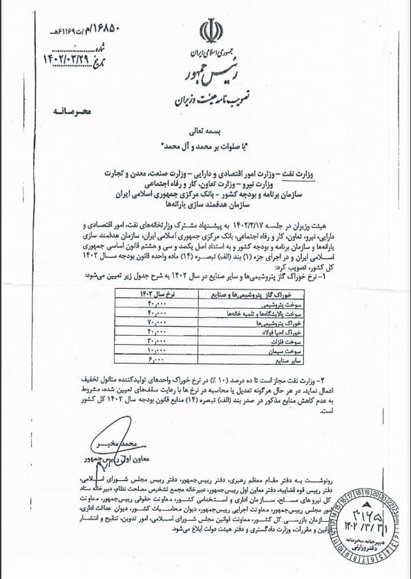 نرخ سوخت و خوراک گاز صنایع تا ۱۰۰% افزایش یافت! نرخ سوخت و خوراک گاز صنایع تا ۱۰۰% افزایش یافت!