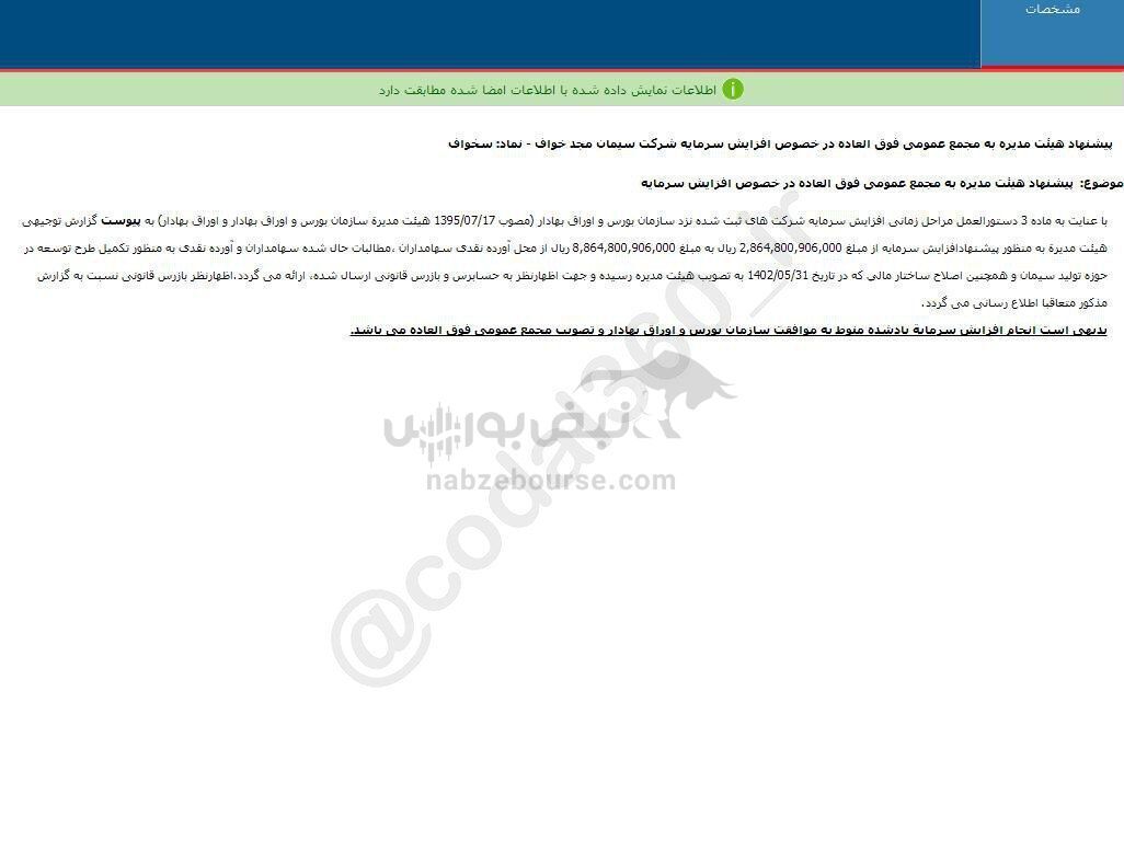 سخواف پیشنهاد افزایش سرمایه داد