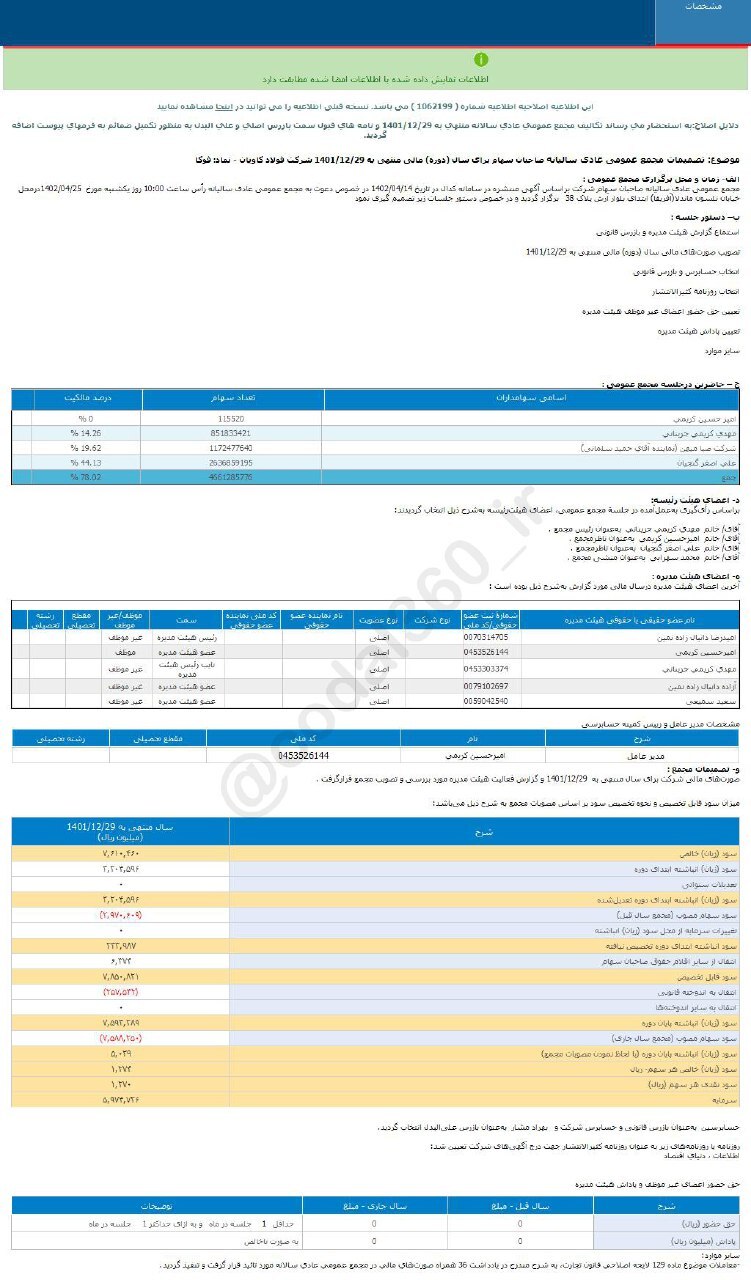 سود نقدی هر سهم فوکا چقدر است؟ سود نقدی هر سهم فوکا چقدر است؟