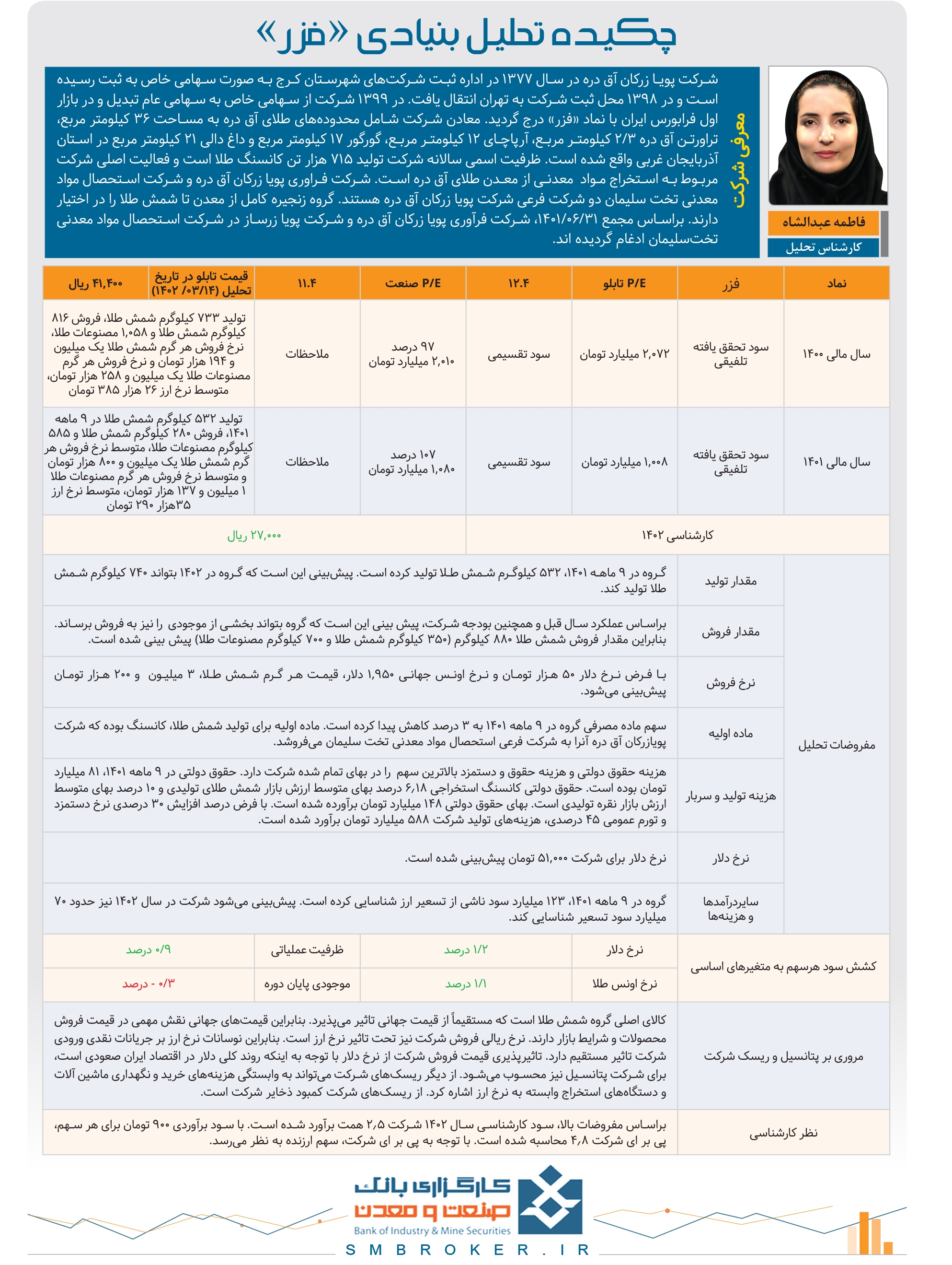 چکیده تحلیل بنیادی «فزر» چکیده تحلیل بنیادی «فزر»