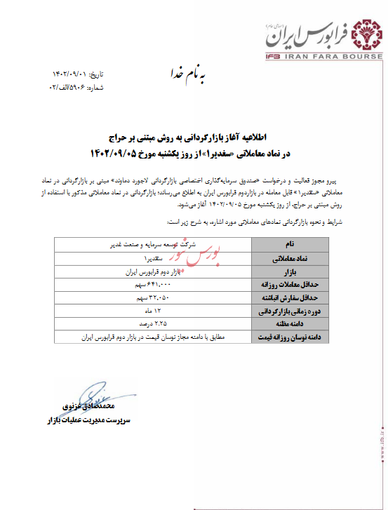 آغاز بازارگردانی به روش مبتنی بر حراج آغاز بازارگردانی به روش مبتنی بر حراج
