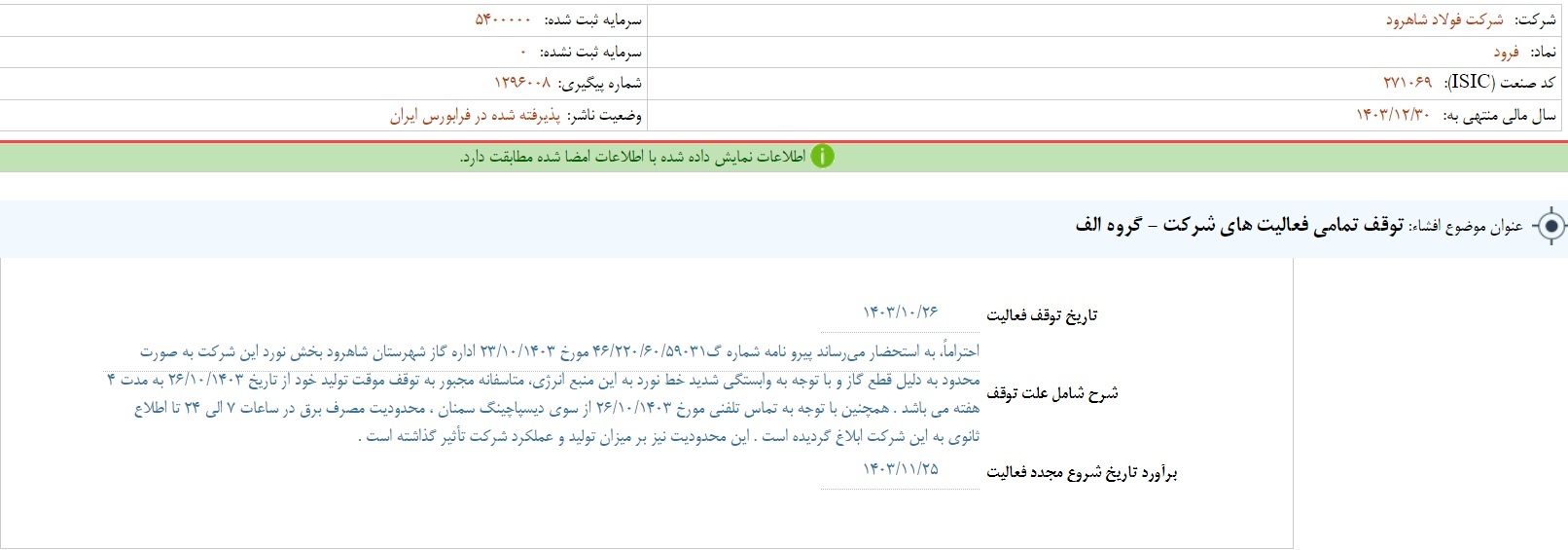 مهمترین اخبار کدال در ۲۶ دی ۱۴۰۳ مهمترین اخبار کدال در ۲۶ دی ۱۴۰۳