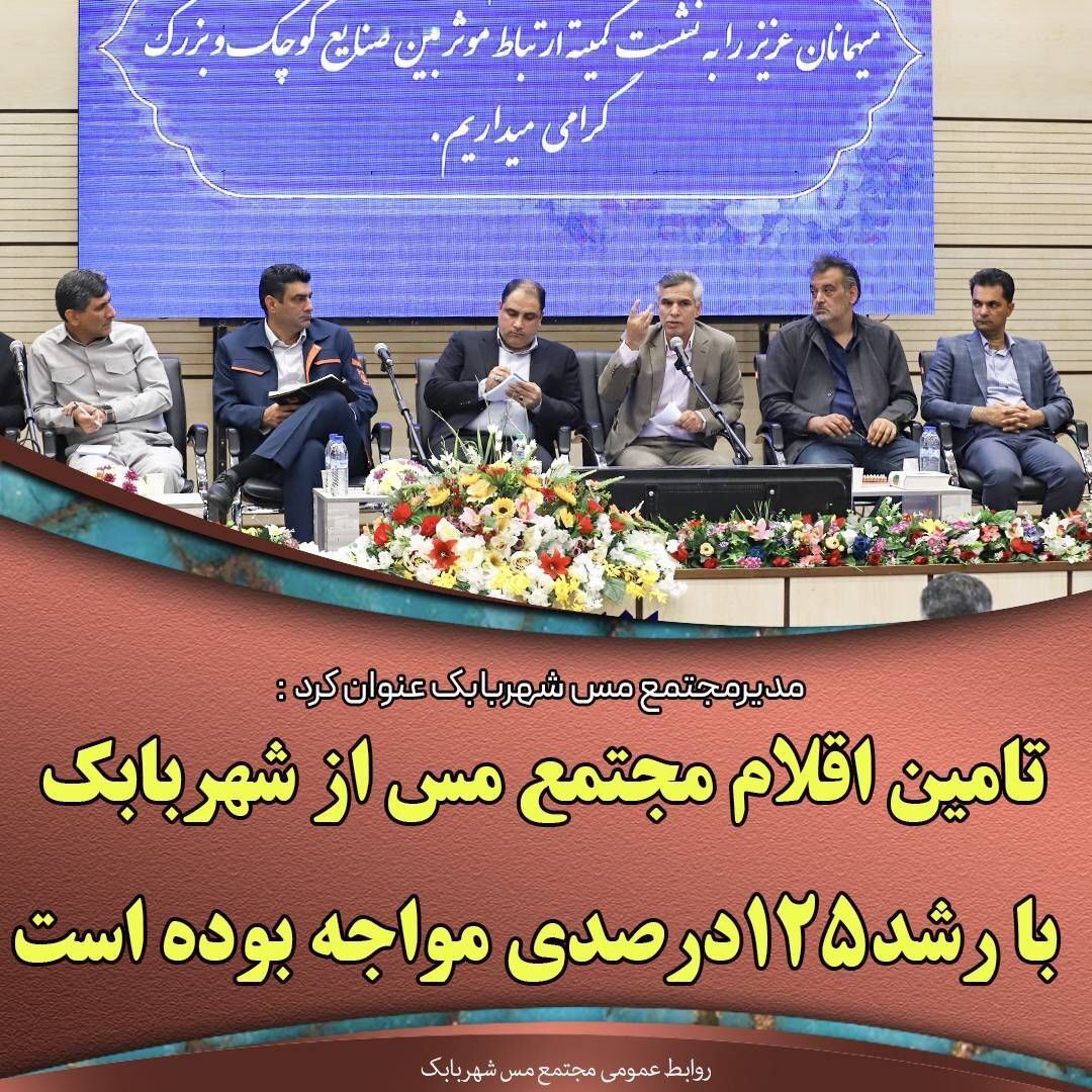 تامین اقلام مجتمع مس از شهربابک با رشد ۱۲۵ درصدی مواجه بوده است تامین اقلام مجتمع مس از شهربابک با رشد ۱۲۵ درصدی مواجه بوده است