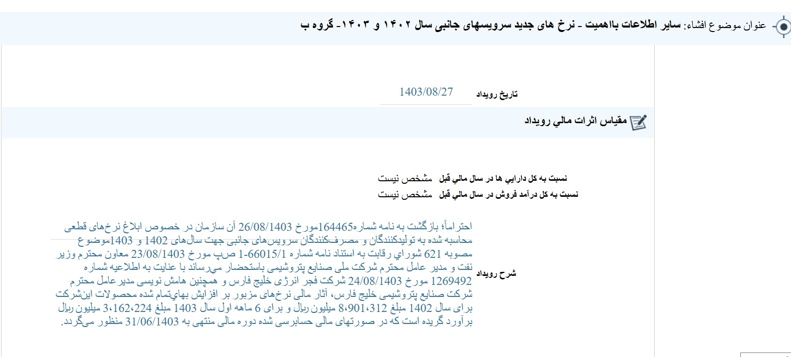 مهمترین اخبار کدال ۲۷ آبان ۱۴۰۳/ از تعدیل نرخ گاز تا راه اندازی واحد ایزومریزاسیون و نفتای سبک مهمترین اخبار کدال ۲۷ آبان ۱۴۰۳/ از تعدیل نرخ گاز تا راه اندازی واحد ایزومریزاسیون و نفتای سبک