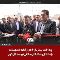 پرداخت بیش از ۶ هزار فقره تسهیلات راه‌اندازی مشاغل خانگی توسط شرکت گل‌گهر