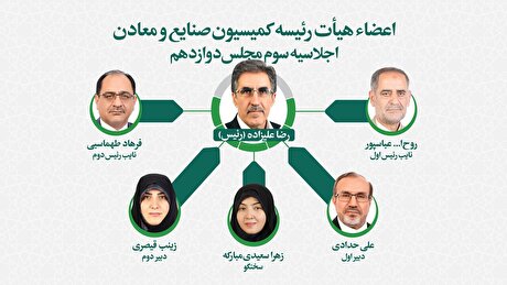 ترکیب هیات رییسه کمیسیون صنایع و معادن مجلس مشخص شد/ علیزاده مجدد رییس شد